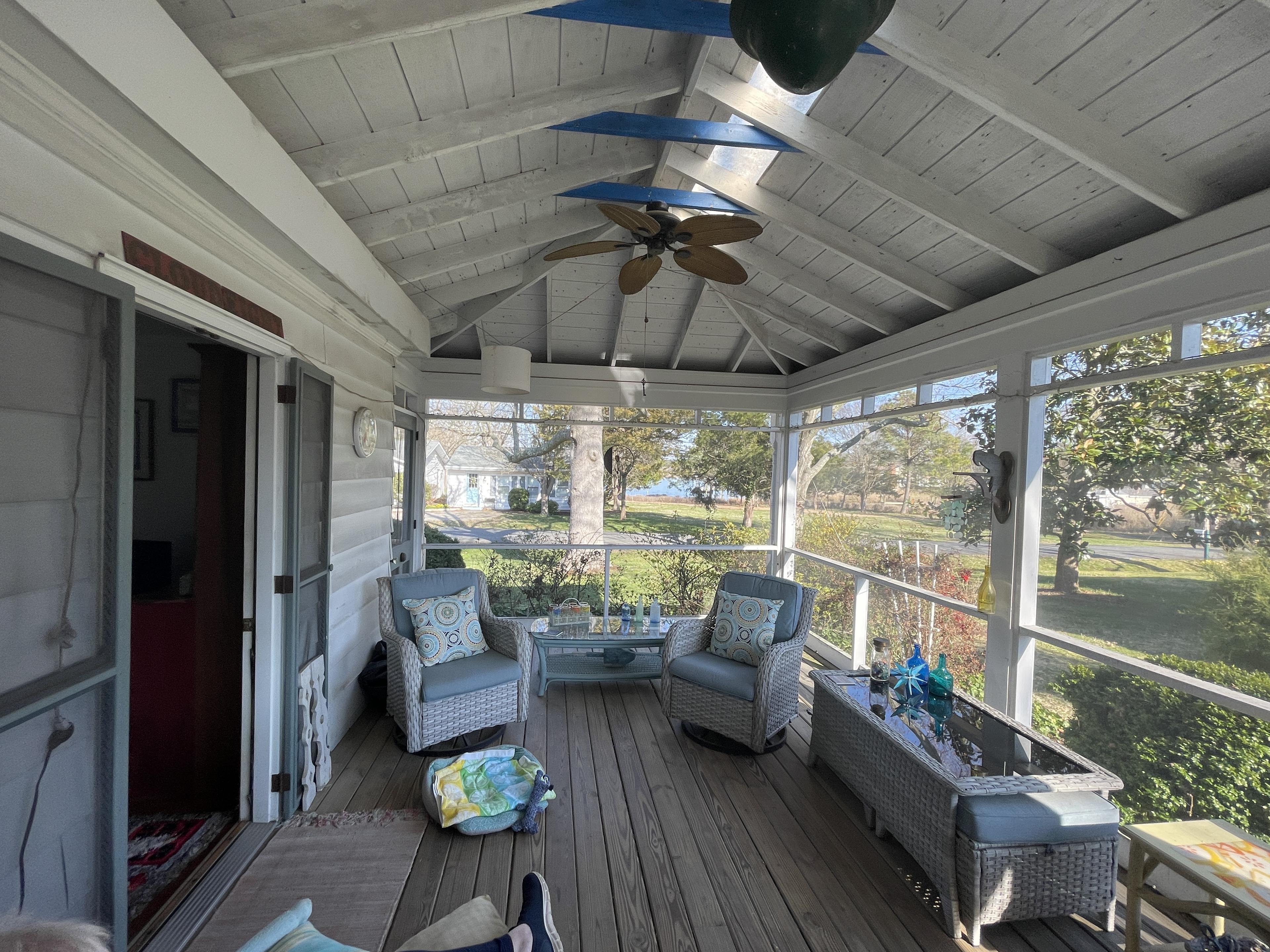 Interior of the 303 Bonfield porch before renovation