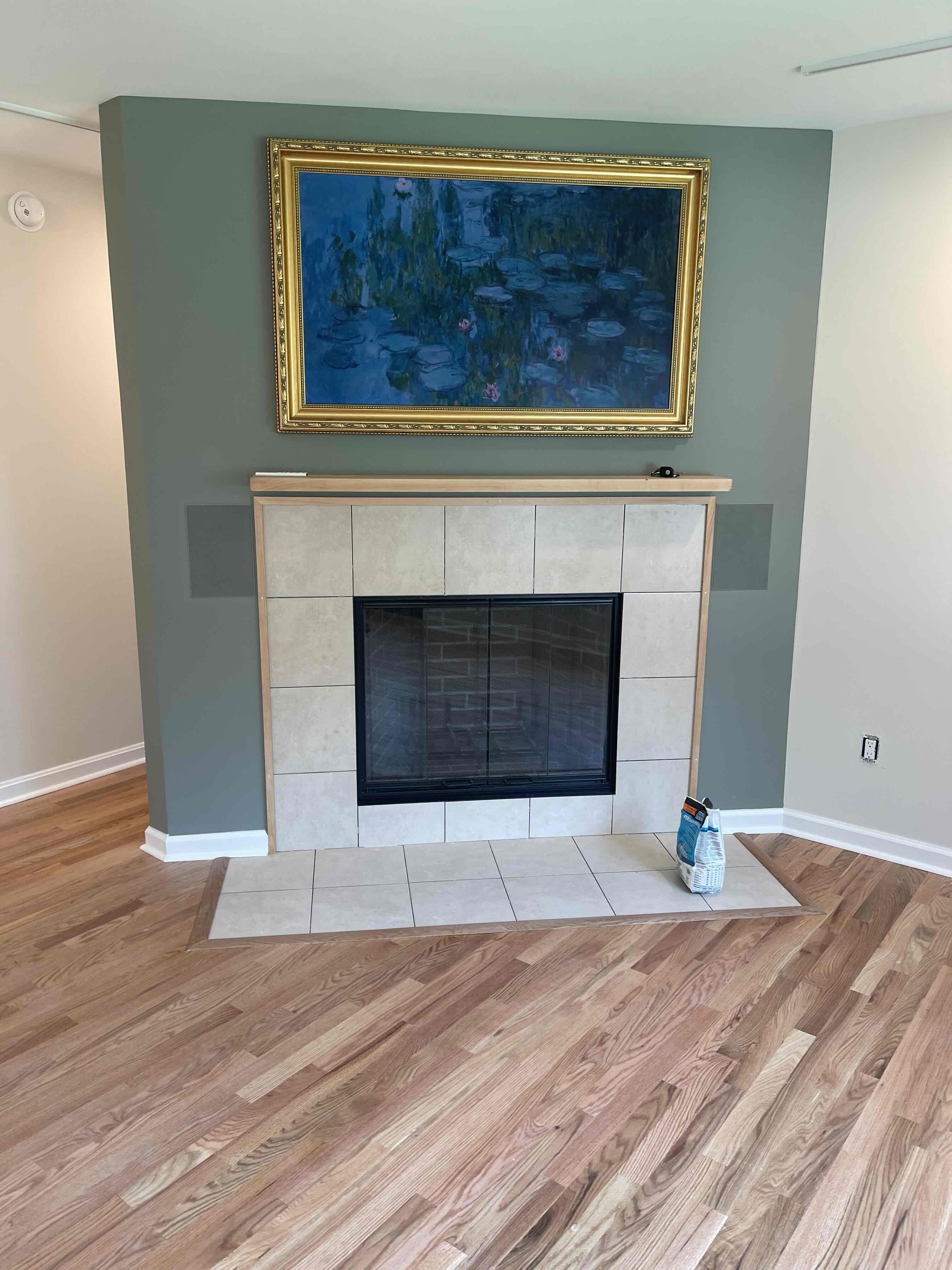 Open-Concept Living Room with Custom Wood-Burning Fireplace